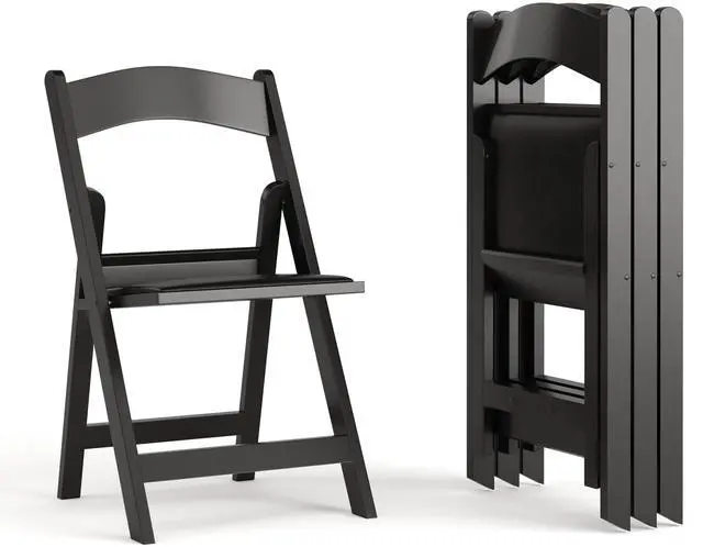 Alt view image 2 of 7 - Flash Furniture Hercules Series Folding Chairs for Weddings and Formal Events, Stackable Commercial Event Seats with 1,000-lb. Static Weight Capacity, Set of 4, Black