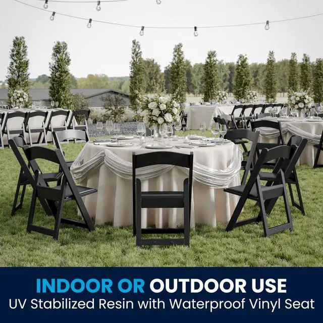 Alt view image 5 of 7 - Flash Furniture Hercules Series Folding Chairs for Weddings and Formal Events, Stackable Commercial Event Seats with 1,000-lb. Static Weight Capacity, Set of 4, Black