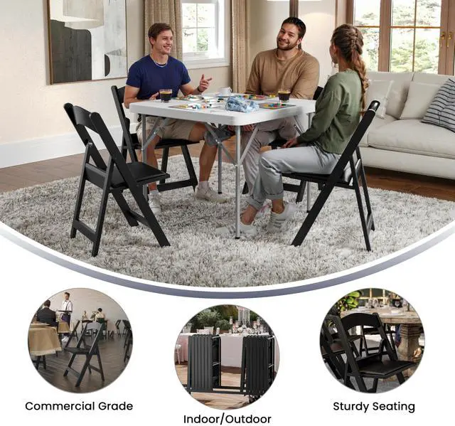 Alt view image 6 of 7 - Flash Furniture Hercules Series Folding Chairs for Weddings and Formal Events, Stackable Commercial Event Seats with 1,000-lb. Static Weight Capacity, Set of 4, Black