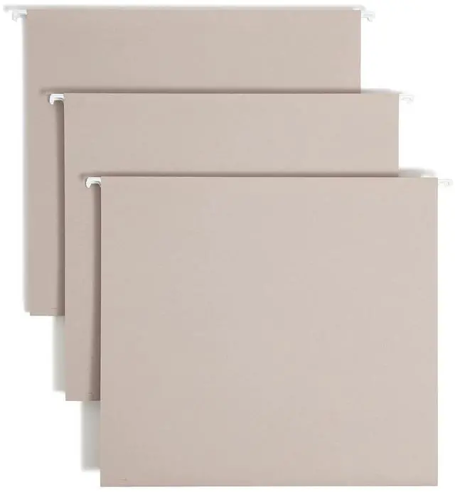 Main image of Smead TUFF Extra Capacity Box Bottom Hanging Folder, 3" Expansion, 1/3-Cut Easy Slide Tab, Letter Size, Steel Gray, 18 per Box (64241)