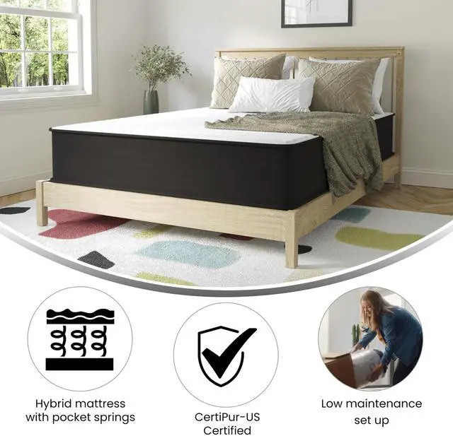 Alt view image 12 of 14 - Flash Furniture Dream 12 Inch High Density Foam and Pocket Spring Mattress Queen (DRE230PRQ12GY)