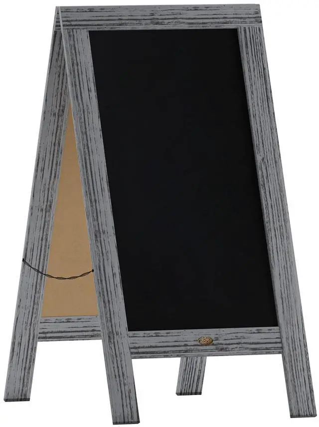 Alt view image 13 of 19 - Canterbury 40" x 20" Vintage Wooden A-Frame Magnetic Indoor/Outdoor Chalkboard Sign, Freestanding Double Sided Extra Large Message Board, Graywash