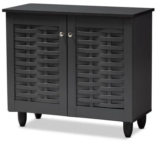 Alt view image 7 of 13 - Baxton Studio Winda Modern and Contemporary Dark Gray 2-Door Wooden Entryway Shoe Storage Cabinet