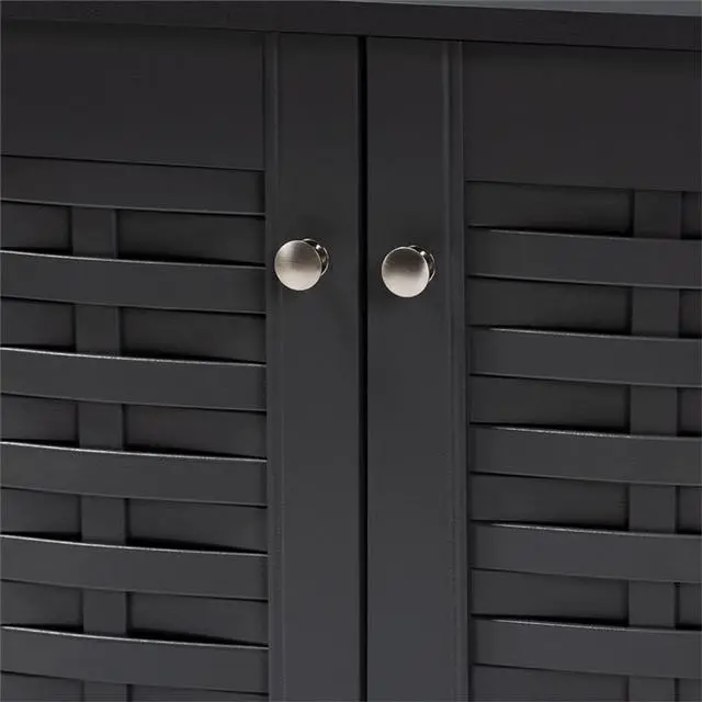 Alt view image 9 of 13 - Baxton Studio Winda Modern and Contemporary Dark Gray 2-Door Wooden Entryway Shoe Storage Cabinet