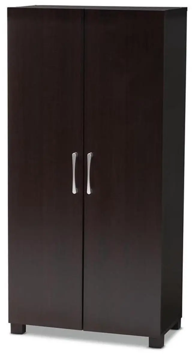Alt view image 13 of 19 - Baxton Studio Marine Modern and Contemporary Wenge Dark Brown Finished 2-Door Wood Entryway Shoe Storage Cabinet
