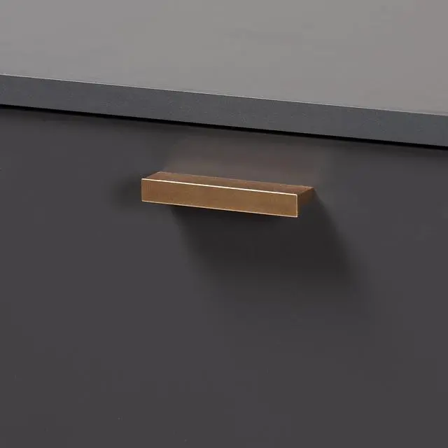 Alt view image 11 of 13 - Baxton Studio Kelson Modern and Contemporary Dark Grey and Gold Finished Wood 3-Door Shoe Cabinet