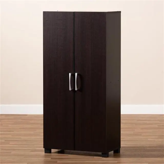 Alt view image 16 of 19 - Baxton Studio Marine Modern and Contemporary Wenge Dark Brown Finished 2-Door Wood Entryway Shoe Storage Cabinet