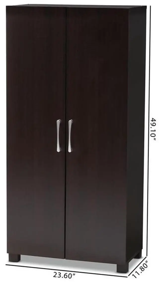 Alt view image 17 of 19 - Baxton Studio Marine Modern and Contemporary Wenge Dark Brown Finished 2-Door Wood Entryway Shoe Storage Cabinet