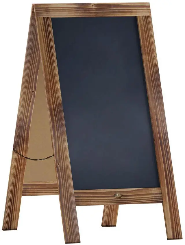Alt view image 13 of 19 - Flash Furniture Canterbury Vintage Wooden A-Frame Magnetic Indoor/Outdoor Chalkboard Sign Brown 40"x20" (HGWAGDIS442315)