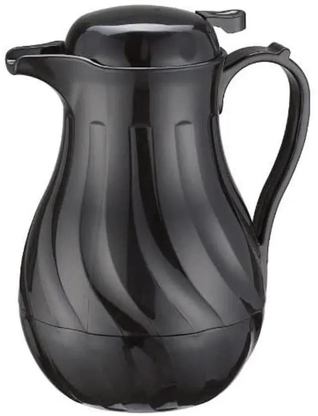 Main image of Winco Push Button Insulated Beverage Server with Swirl Design, 42-Ounce, Black