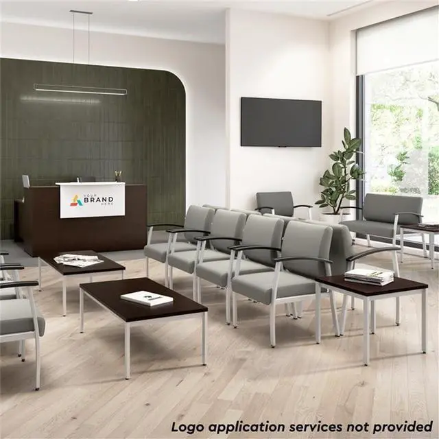 Alt view image 6 of 7 - Bush Business Furniture Arrive Bariatric Waiting Room Guest Chair with Arms in Light Gray Vinyl, Reception Area Seating for Office and Lobby