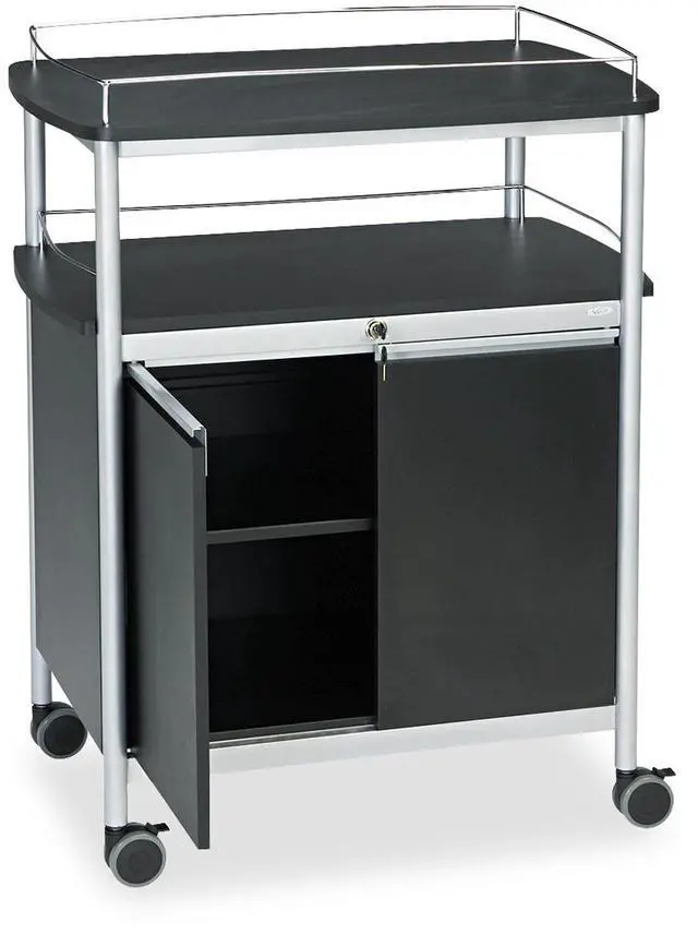 Alt view image 10 of 11 - Safco Mobile Beverage Cart 33-1/2w x 21-3/4d x 43h Black 8964BL
