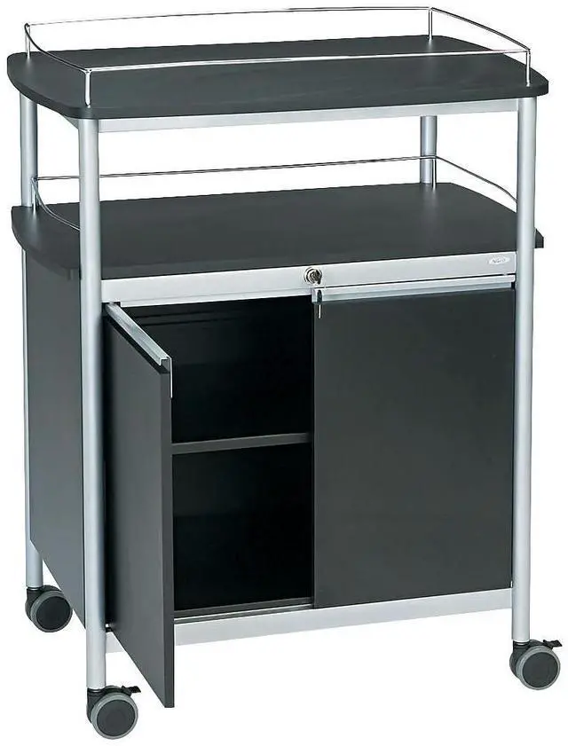 Alt view image 11 of 11 - Safco Mobile Beverage Cart 33-1/2w x 21-3/4d x 43h Black 8964BL