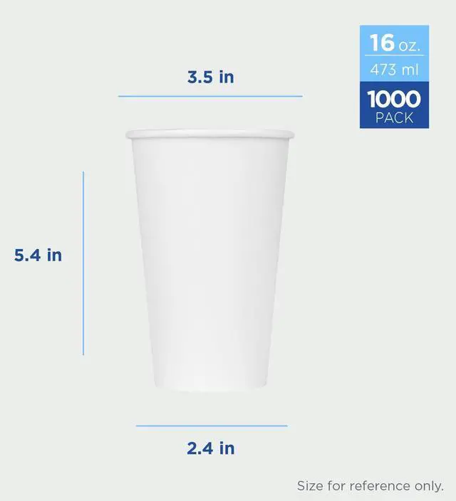 Alt view image 3 of 7 - Karat 16 oz Paper Coffee Cup [1,000 ct] White Disposable Cup for Hot/ Cold Drinks and Beverages 90mm (C-K516W)