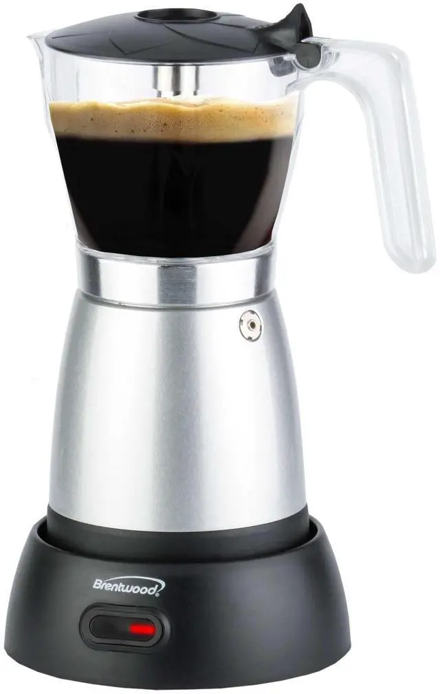 Alt view image 2 of 8 - Brentwood TS-119S 6-Cup Electric Moka Pot Espresso Machine (Silver)