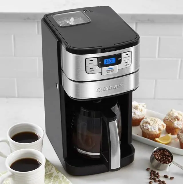 Alt view image 3 of 3 - Automatic Grind & Brew 12-Cup Coffee Maker with Blade Grinder, Programmable Coffee Machine Glass Carafe with 1-4 Cup Setting, Brew Pause, Grind-Off Option, DGB-400NAS, Black/Stainless Steel