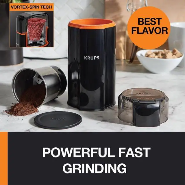 Alt view image 5 of 9 - Krups GX332850 Silent Vortex Electric Grinder for Spice,Dry Herbs and Coffee, 12-Cups, Black