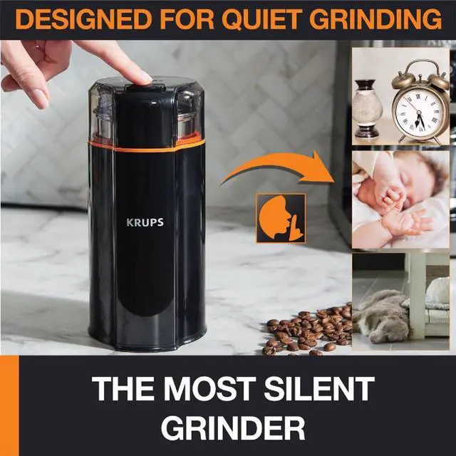 Alt view image 6 of 9 - Krups GX332850 Silent Vortex Electric Grinder for Spice,Dry Herbs and Coffee, 12-Cups, Black