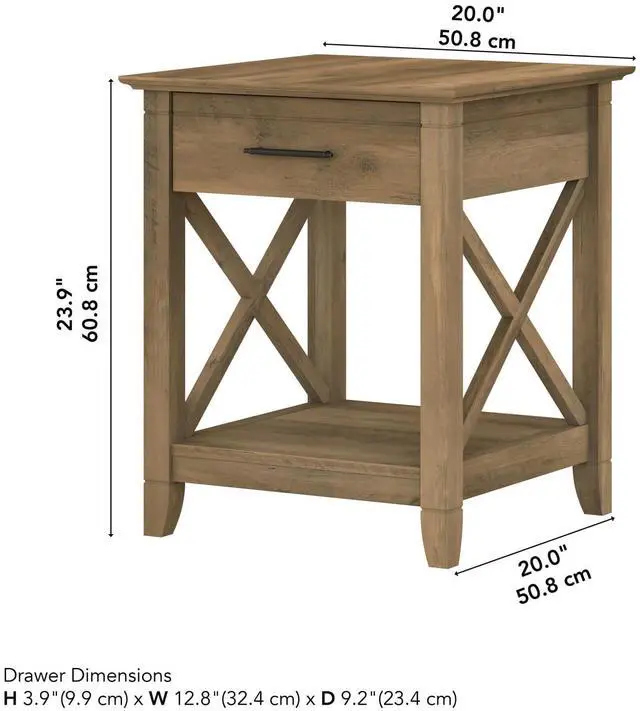 Alt view image 3 of 7 - Bush Furniture Key West Small End Table with Storage | Modern Farmhouse Accent Shelf for Living Room in Reclaimed Pine