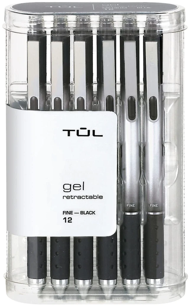 Main image of Retractable Gel Pens, Fine Point, 0.5 mm, Gray Barrel, Black Ink, Pack Of 12 Pens
