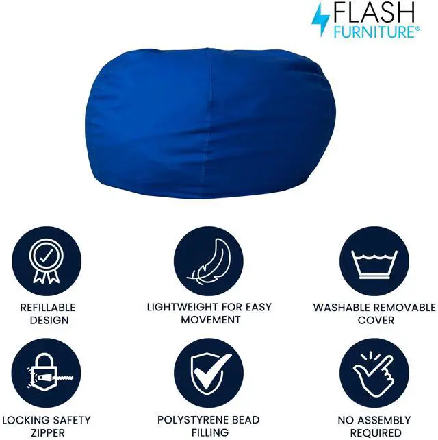 Alt view image 20 of 20 - Oversized Solid Royal Blue Bean Bag Chair