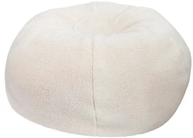 Alt view image 9 of 14 - Flash Furniture Duncan Sherpa Refillable Bean Bag Chair Natural (DGBEANLGSHRPNAT)