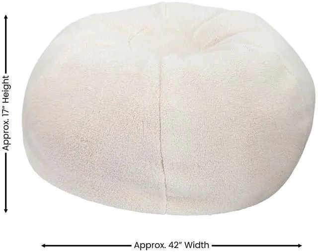 Alt view image 11 of 14 - Flash Furniture Duncan Sherpa Refillable Bean Bag Chair Natural (DGBEANLGSHRPNAT)