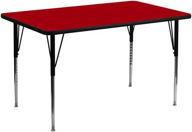 Main image of Adjustable Kids Activity Table for Home Use, Height-Adjustable Classroom Table for Kids, 24" W x 48" D x 21.125-30.125" H, Red