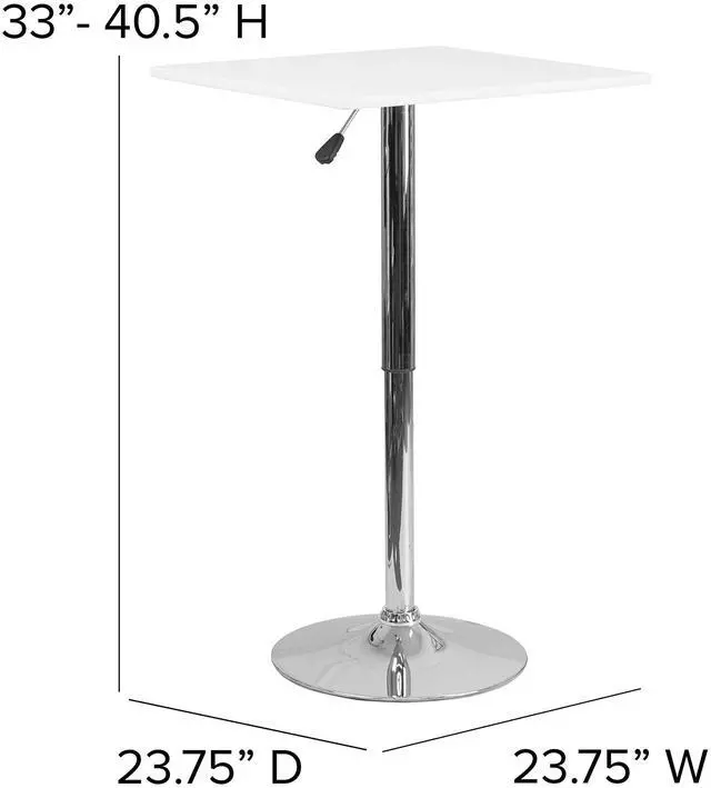 Alt view image 12 of 12 - 23.75'' Square Adjustable Height White Wood Table (Adjustable Range 33'' - 40.5'')