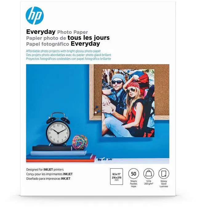 Main image of Everyday Photo Paper, Glossy, 8.5x11 in, 50 sheets (Q8723A)