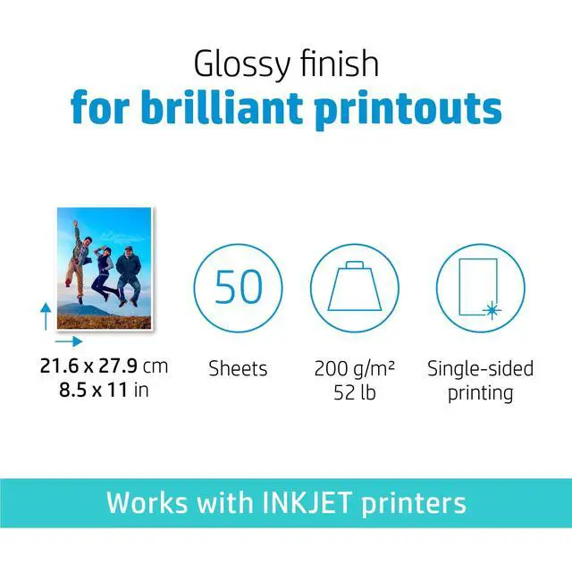 Alt view image 3 of 7 - Everyday Photo Paper, Glossy, 8.5x11 in, 50 sheets (Q8723A)