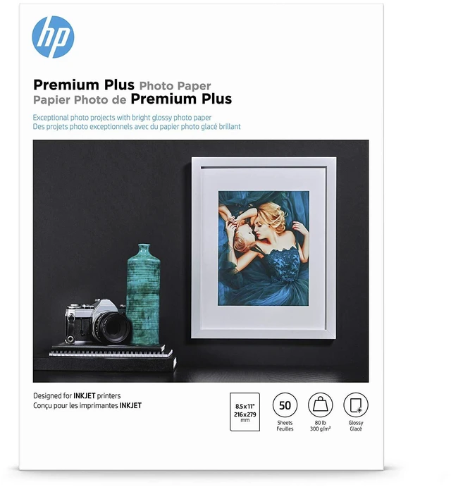 Main image of Premium Plus Photo Paper - Designed for Inkjet Printers, Glossy, 8.5x11 in, 50 sheets - (Pack of 1), (CR664A) White