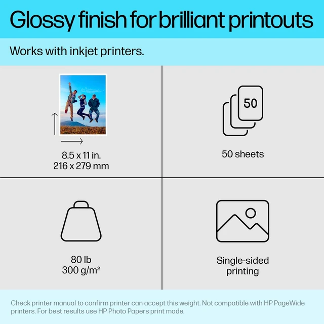 Alt view image 2 of 7 - Premium Plus Photo Paper - Designed for Inkjet Printers, Glossy, 8.5x11 in, 50 sheets - (Pack of 1), (CR664A) White