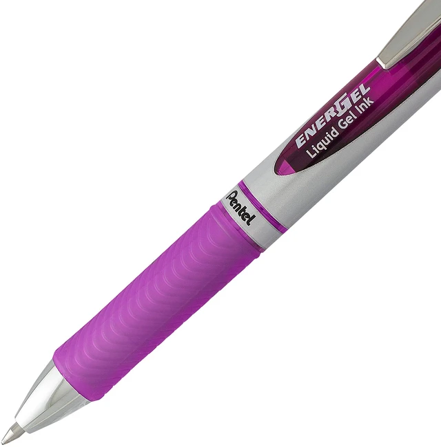 Alt view image 4 of 5 - EnerGel Deluxe RTX Retractable Liquid Gel Pen, 0.7mm, Metal Tip, Violet Ink, 6 Pack (BL77BP2V)