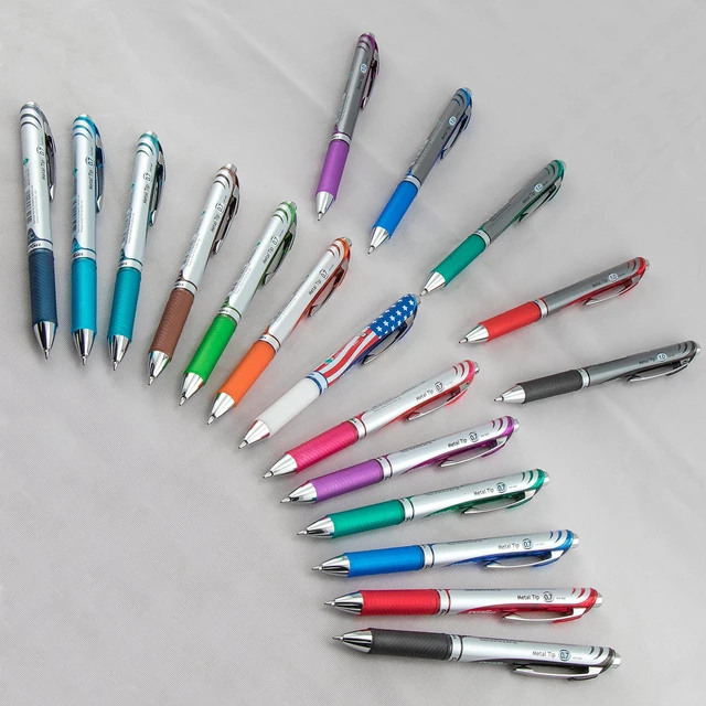Alt view image 7 of 7 - EnerGel RTX Retractable Liquid Gel Pen, (0.7mm) Metal Tip, Medium Line,Assorted Ink, 8-Pk (BL77BP8M1)