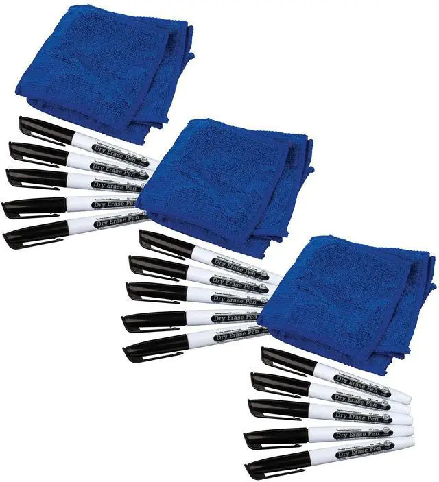 Alt view image 3 of 4 - Teacher Created Resources Dry Erase Pens & Microfiber Towels Fine Tip Black 5