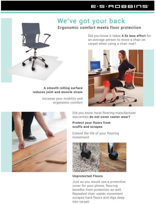 Alt view image 7 of 7 - ES Robbins Trendsetter Chair Mat, 36"x48" Rectangle