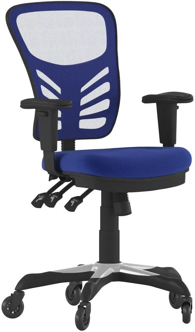 Alt view image 18 of 20 - Flash Furniture Nicholas Ergonomic Mesh Swivel Executive Office Chair with Transparent Roller Wheels Blue (HL0001BLRLB)