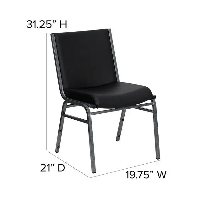 Alt view image 2 of 7 - Heavy Duty Black Vinyl Stack Chair | Vinyl Upholstery, Durable Construction, Commercial Use
