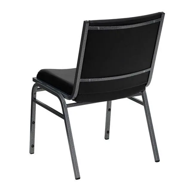 Alt view image 6 of 7 - Heavy Duty Black Vinyl Stack Chair | Vinyl Upholstery, Durable Construction, Commercial Use