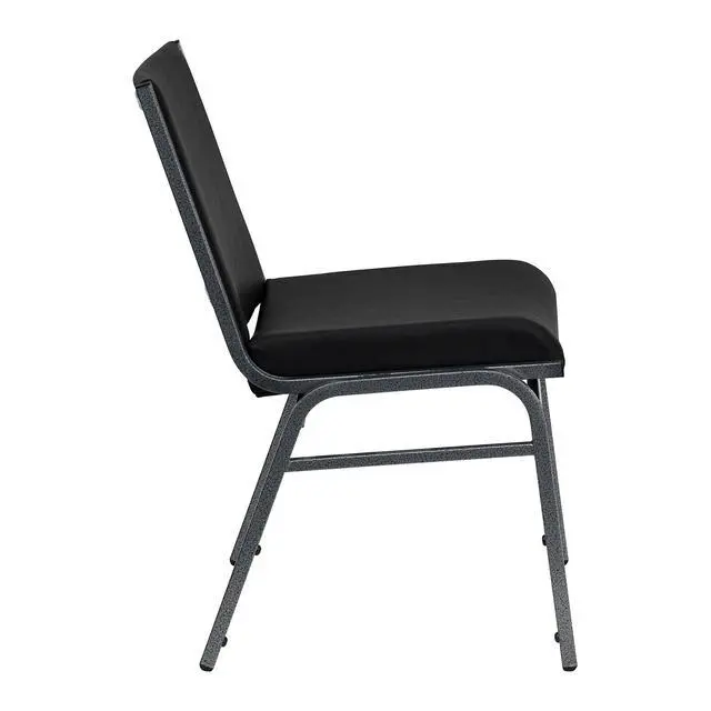 Alt view image 5 of 7 - Heavy Duty Black Vinyl Stack Chair | Vinyl Upholstery, Durable Construction, Commercial Use