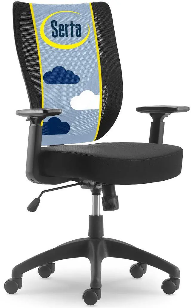Alt view image 3 of 8 - Serta Production, Mesh Office Chair with Nylon Base Adjustable Ergonomic Midback Lumbar Support, Breathable Back, Black