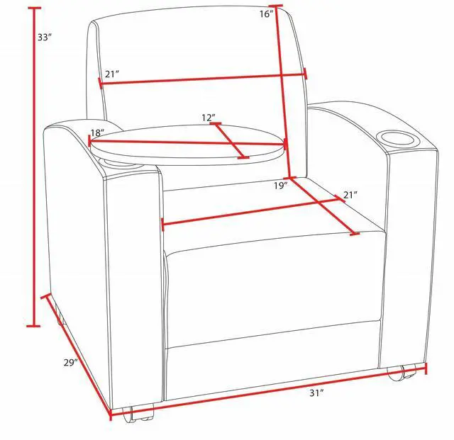 Alt view image 4 of 7 - Regency Nova Arm Chair with 360-Degree Swiveling Tablet, Black Upholstery, Java Finish, Ergonomic Design for Office, Home, Study, or Lounge Seating