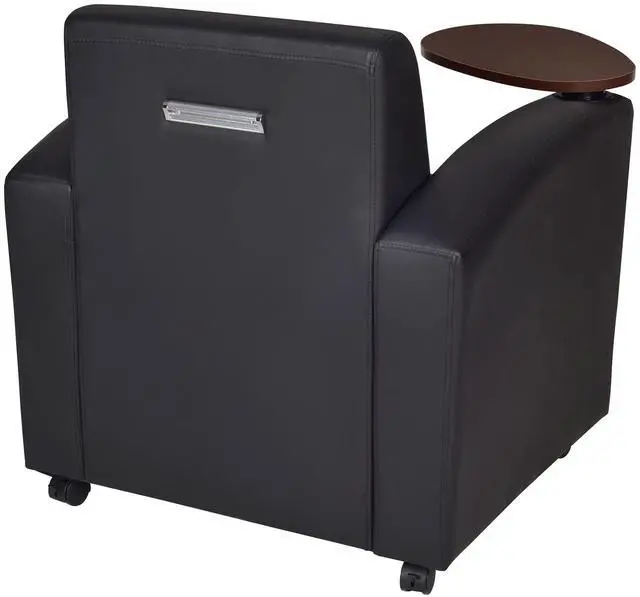 Alt view image 6 of 7 - Regency Nova Arm Chair with 360-Degree Swiveling Tablet, Black Upholstery, Java Finish, Ergonomic Design for Office, Home, Study, or Lounge Seating