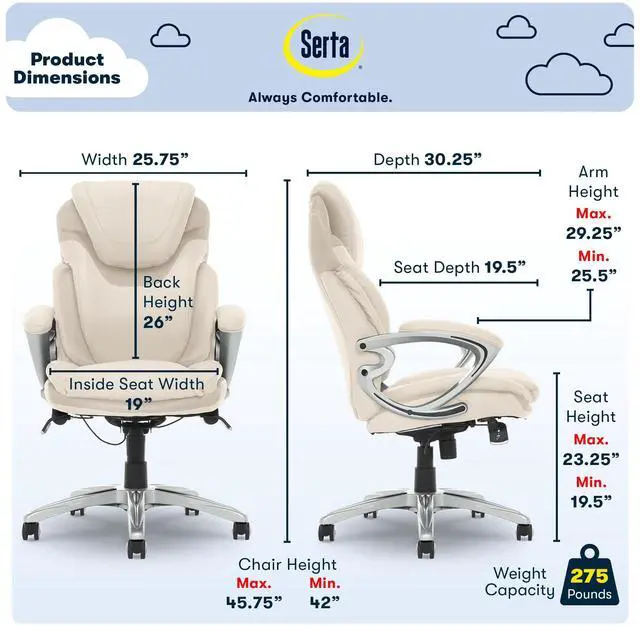 Alt view image 7 of 9 - Serta AIR Bonded Leather Executive Chair 43807B