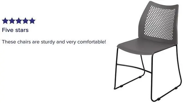 Alt view image 16 of 17 - 5 Pack HERCULES Series 661 lb. Capacity Gray Stack Chair with Air-Vent Back and Black Powder Coated Sled Base