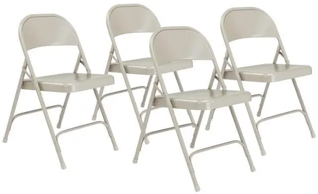 Main image of National Public Seating Steel Portable Folding Chairs 50 Series Premium Heavy-Duty Foldable Chairs for Indoor & Outdoor, Set of 4 Comfortable, Durable, Institutional-Grade, Gray