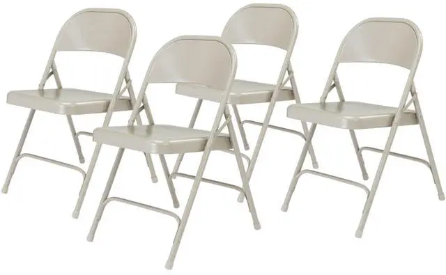 Alt view image 2 of 7 - National Public Seating Steel Portable Folding Chairs 50 Series Premium Heavy-Duty Foldable Chairs for Indoor & Outdoor, Set of 4 Comfortable, Durable, Institutional-Grade, Gray