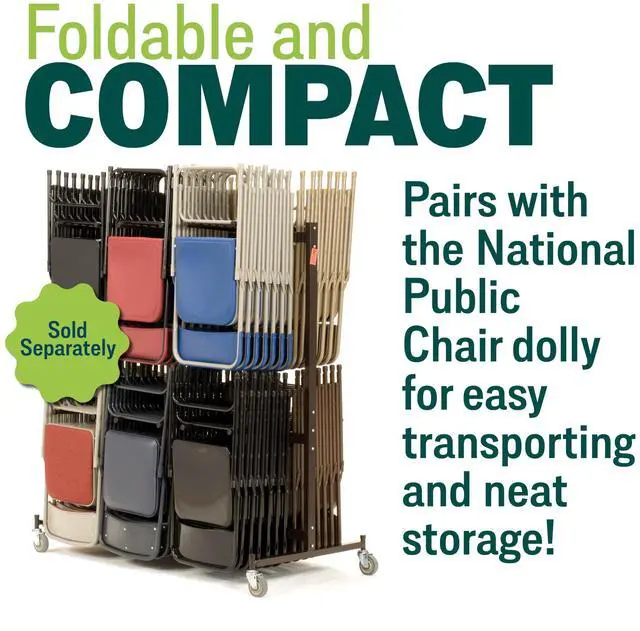 Alt view image 6 of 7 - National Public Seating Steel Portable Folding Chairs 50 Series Premium Heavy-Duty Foldable Chairs for Indoor & Outdoor, Set of 4 Comfortable, Durable, Institutional-Grade, Gray