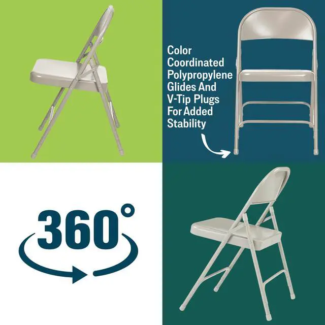 Alt view image 7 of 7 - National Public Seating Steel Portable Folding Chairs 50 Series Premium Heavy-Duty Foldable Chairs for Indoor & Outdoor, Set of 4 Comfortable, Durable, Institutional-Grade, Gray